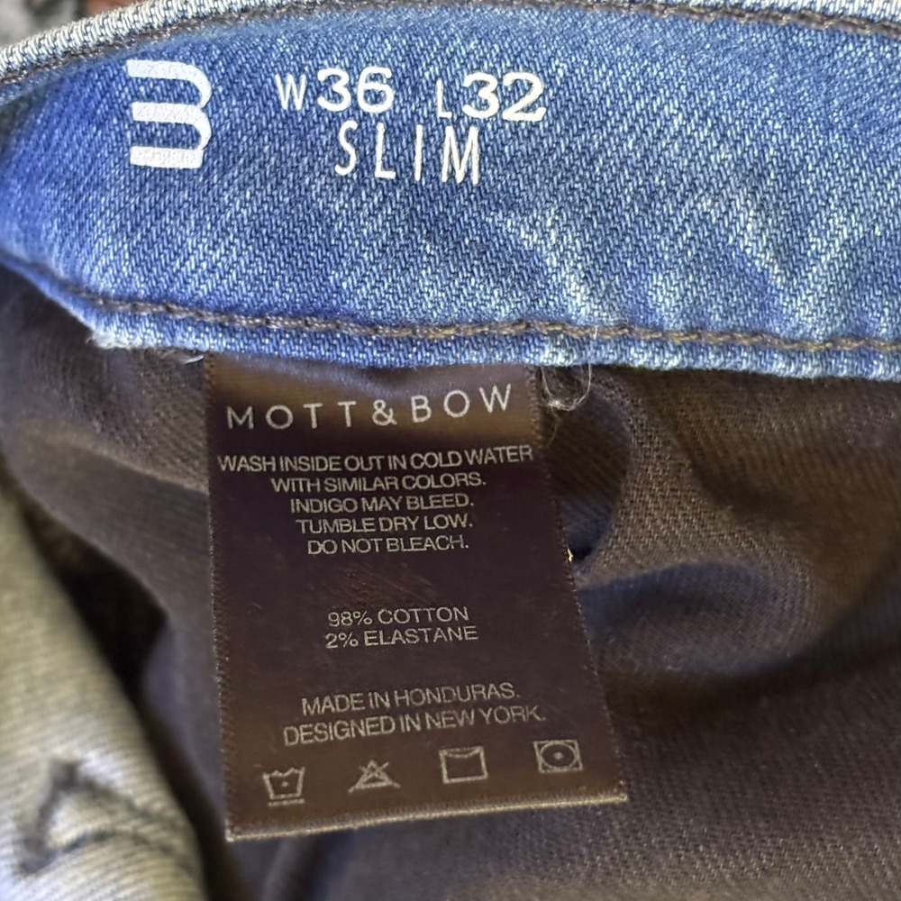 Mott & Bow Mens Slim Fit Straight Jeans Medium Wash Blue Denim W36 L32 Stretch - Picture 6 of 12